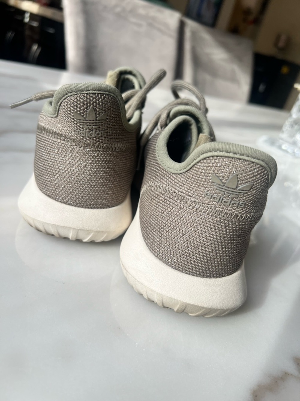 adidas Taupe Knit Women's Slip-On Athletic Sneakers